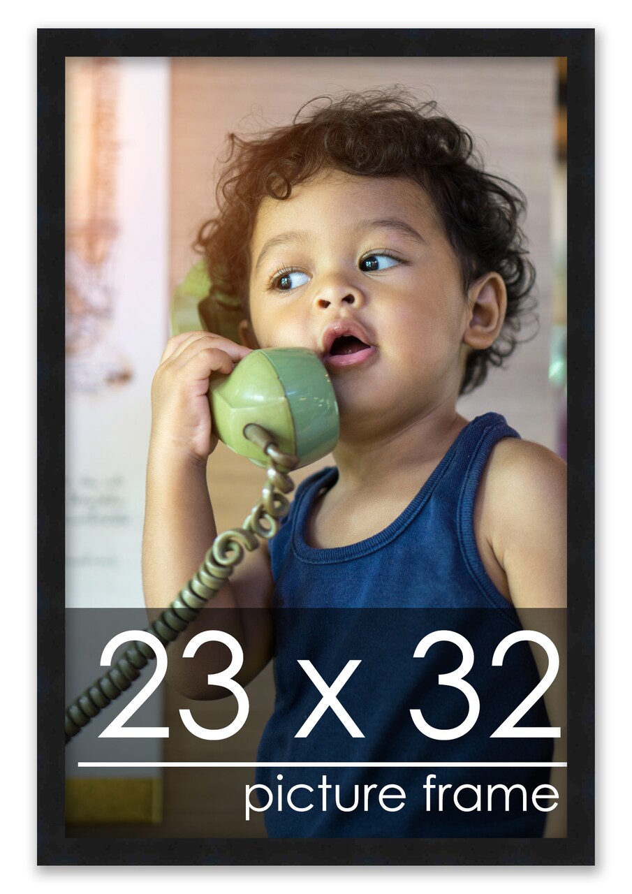 Photo Size Classic Modern Black Frame - UV Acrylic, Foam Board Backing, Hanging Hardware